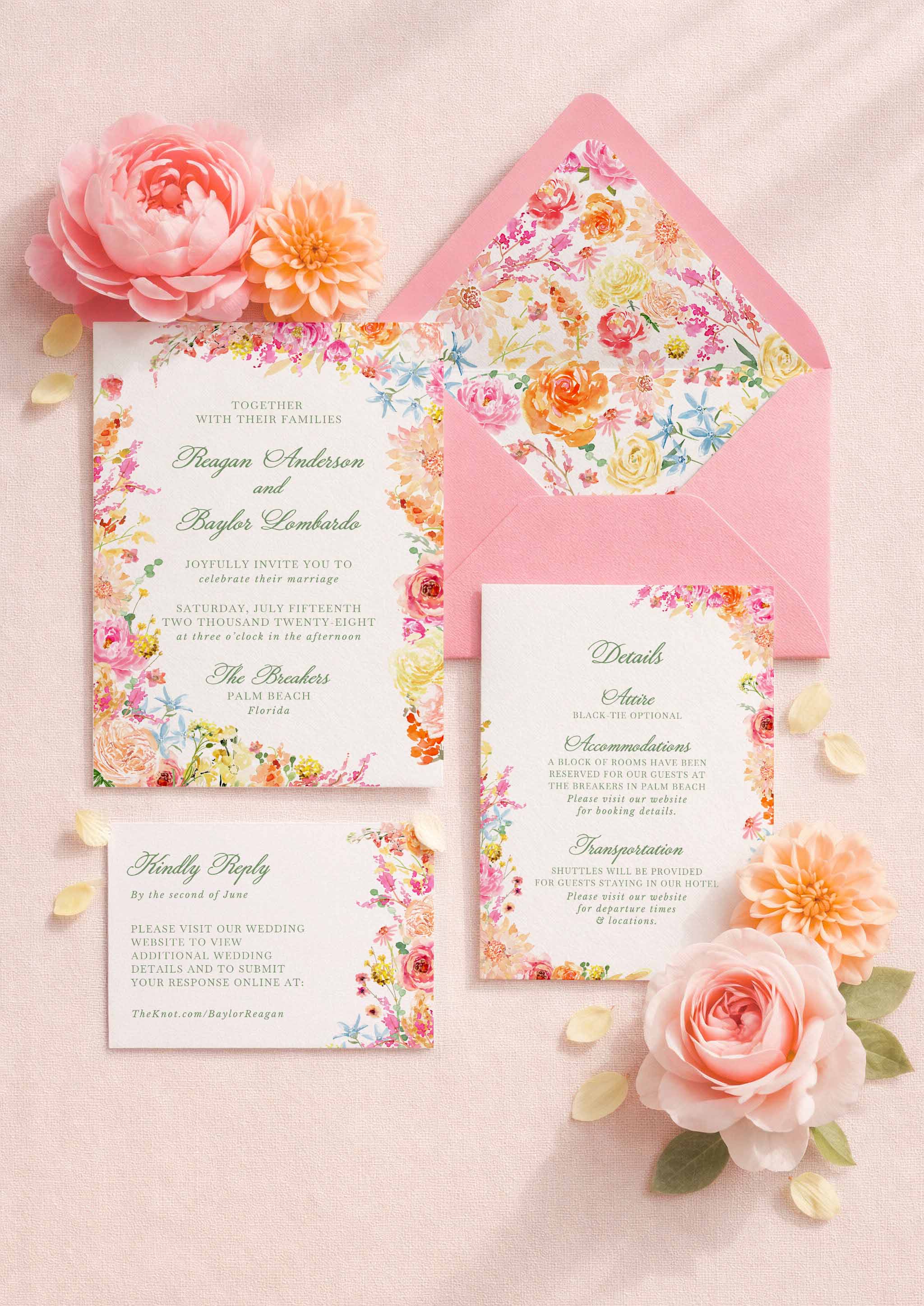 studioACK Colorbloom Wedding Invitations with Free RSVP Tracking
